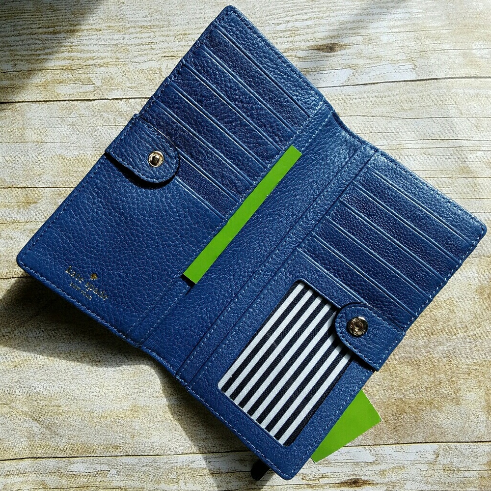 kate spade navy blue leather zip wallet - Picture 3 of 4